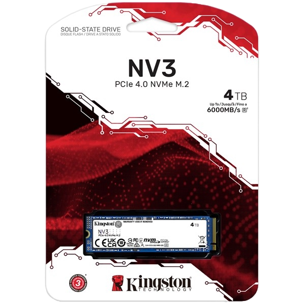 Kingston NV3 4TB M.2-2280 PCIe Gen4 NVMe SSD - CCL Computers